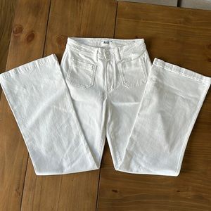 PAIGE Leenah Wide Leg Trouser Jeans in Crisp White